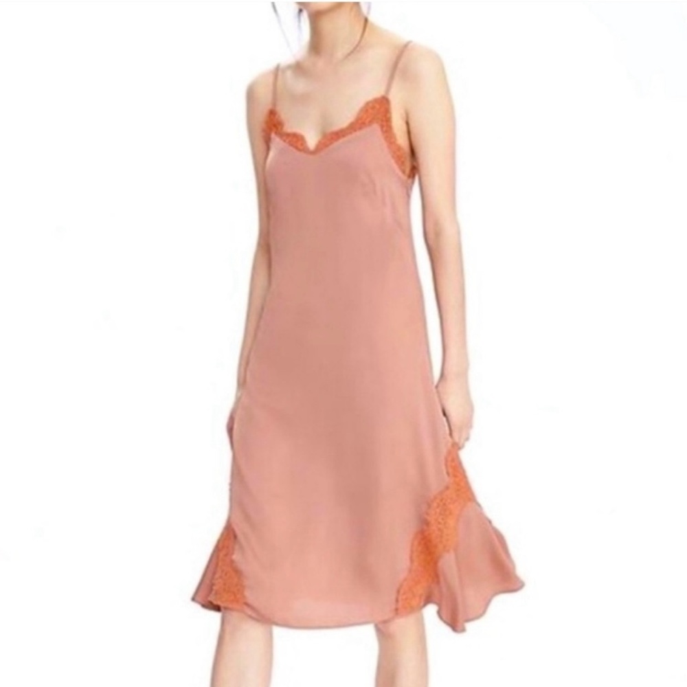 Banana Republic Dusty Rose Slip Dress with Lace Trim Size 4
